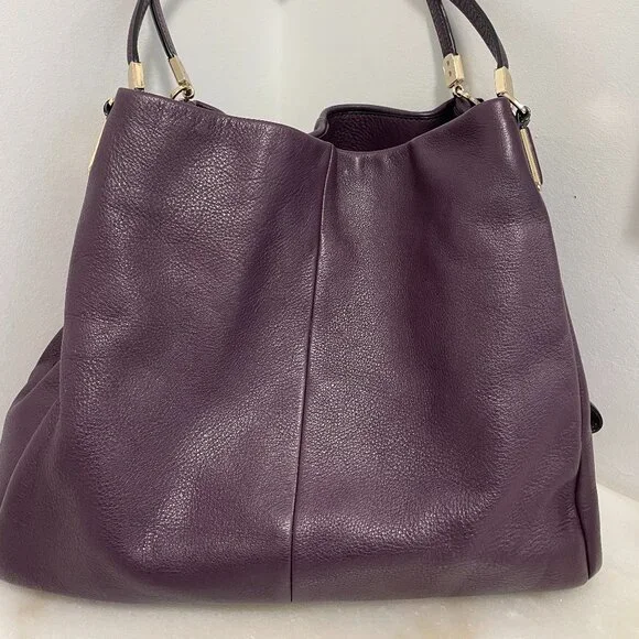 VGUC Coach Madison Phoebe Plum Leather Triple Compartment Shoulder Bag - Picture 2 of 15